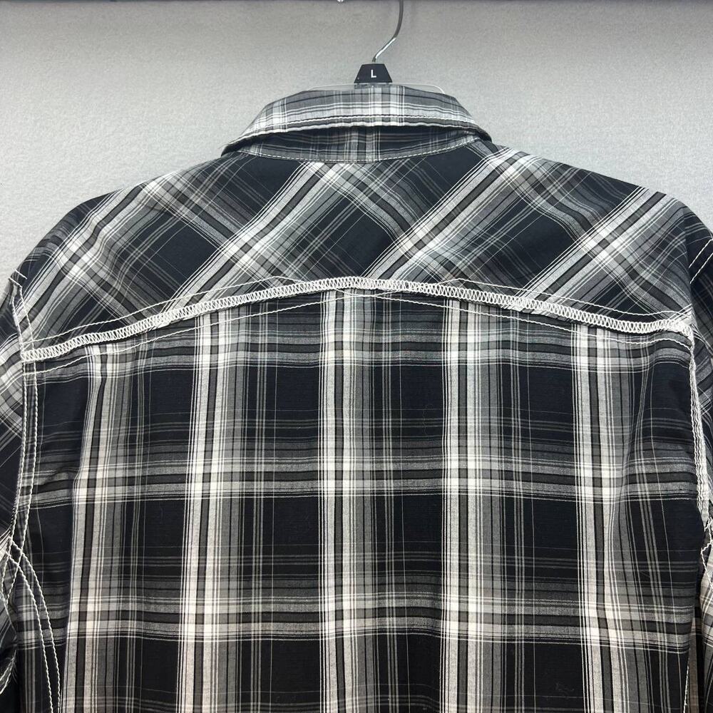 BKE Button Down Shirt Men's Size L Black White Plaid Athletic Fit Western - Picture 12 of 14